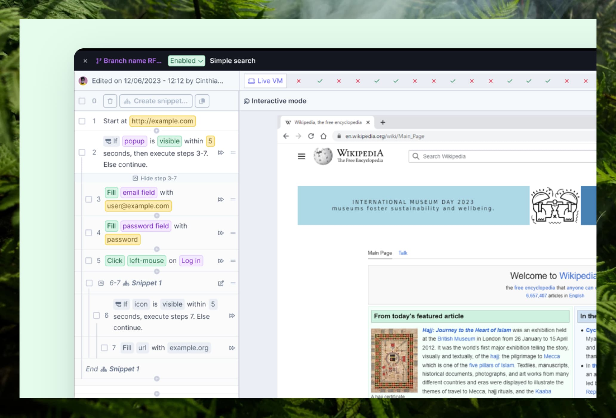 Rainforest QA Conditional blocks page banner