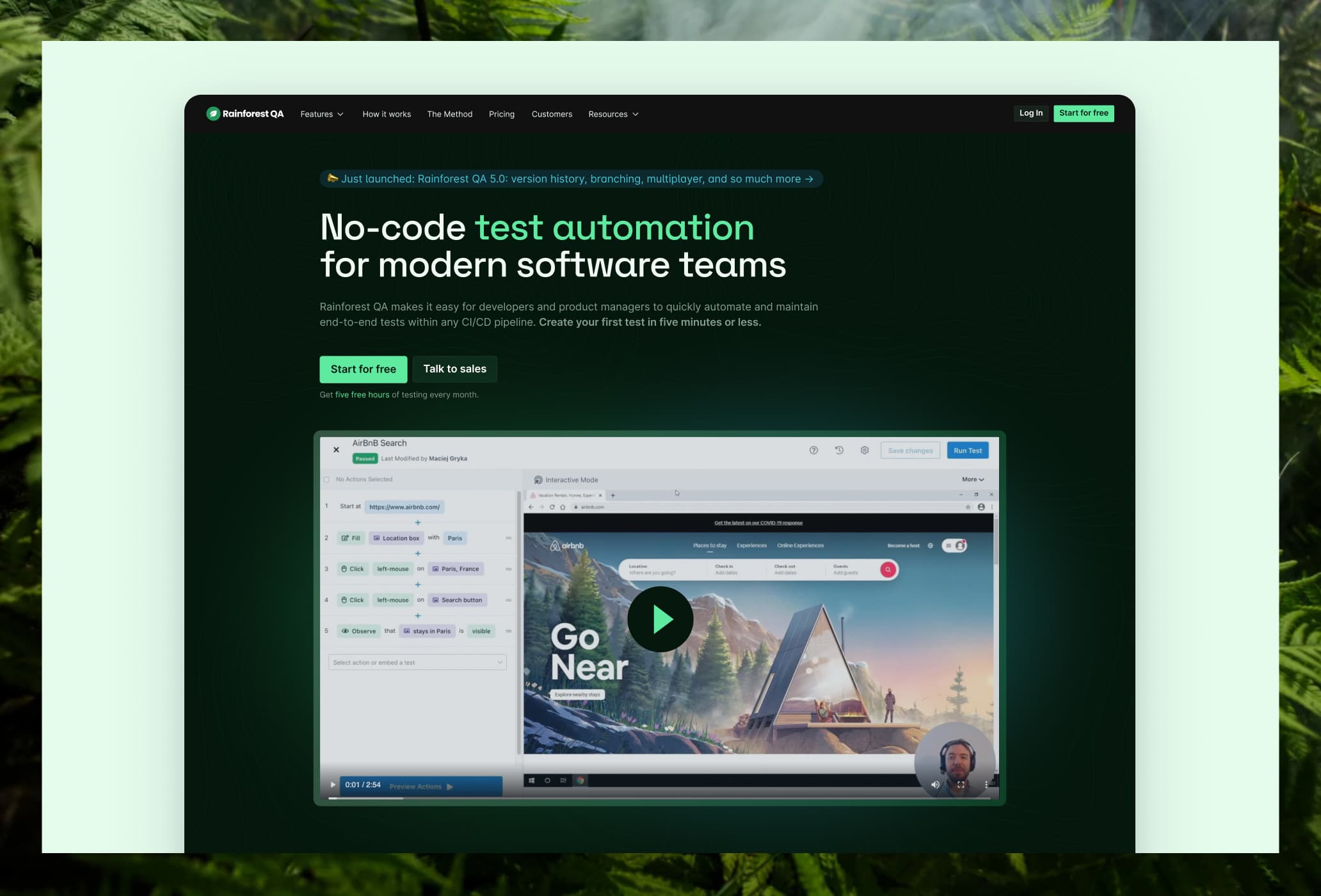 Rainforest QA Landing Page page banner
