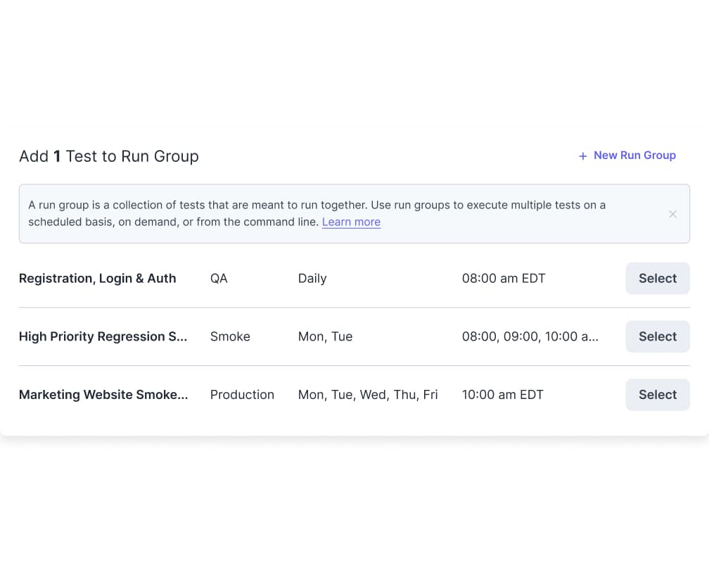 Run Group creation streamlined